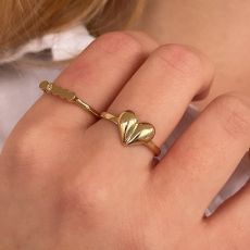 Ring in 14K Yellow Gold - Deep Heart