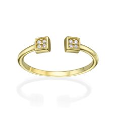 Open Ring in 14K Yellow Gold - Shiny Squares