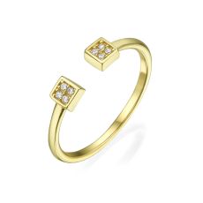 Open Ring in 14K Yellow Gold - Shiny Squares