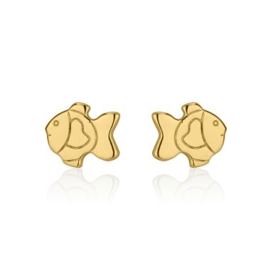 14K Yellow Gold Kid's Stud Earrings - Goldfish