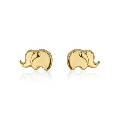 14K Yellow Gold Kid's Stud Earrings - Eli Elephant