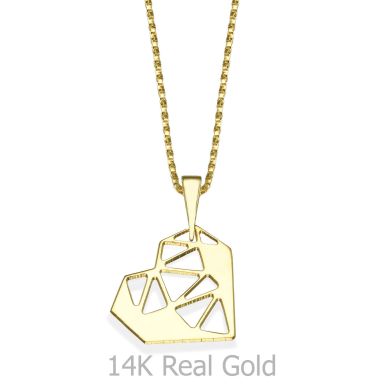 Pendant and Necklace in 14K Yellow Gold - Conceptual Heart