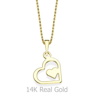 Pendant and Necklace in 14K Yellow Gold - Wondrous Heart