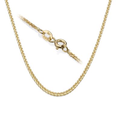 14K Yellow Gold Spiga Chain Necklace 1mm Thick, 19.5" Length