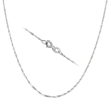14K White Gold Singapore Chain Necklace 1.6mm Thick, 16.5" Length