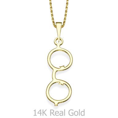 Pendant and Necklace in 14K Yellow Gold - Golden Glasses