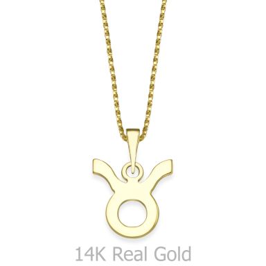 Pendant and Necklace in 14K Yellow Gold - Taurus