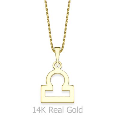 Pendant and Necklace in 14K Yellow Gold - Libra
