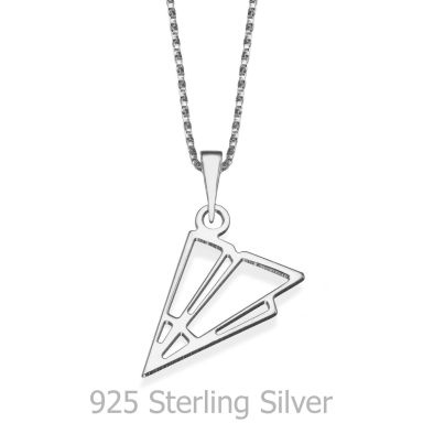 Pendant and Necklace in 925 Sterling Silver - Paper Airplane