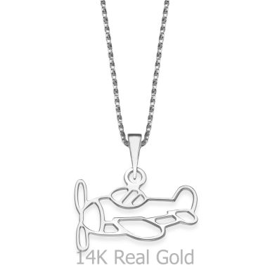 Pendant and Necklace in 14K White Gold - Plane