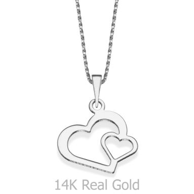 Pendant and Necklace in 14K White Gold - From the Bottom of My Heart