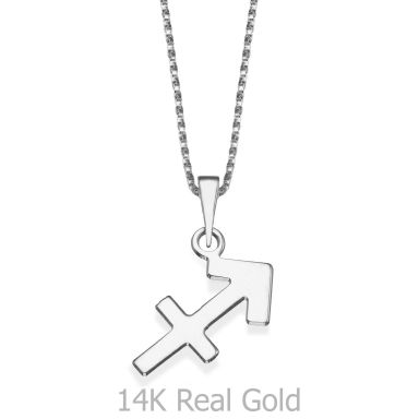 Pendant and Necklace in 14K White Gold - Sagittarius