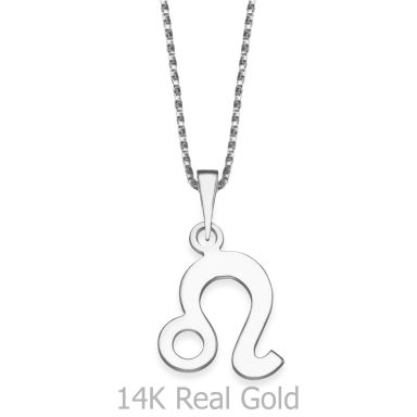 Pendant and Necklace in 14K White Gold - Leo