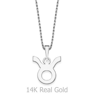 Pendant and Necklace in 14K White Gold - Taurus