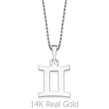 Pendant and Necklace in 14K White Gold - Gemini