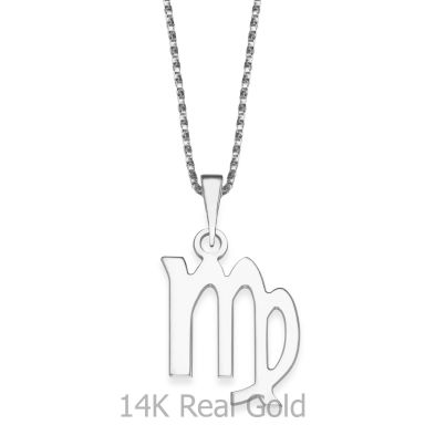Pendant and Necklace in 14K White Gold - Virgo