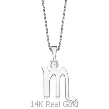 Pendant and Necklace in 14K White Gold - Scorpio