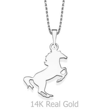 Pendant and Necklace in 14K White Gold - Noble Horse