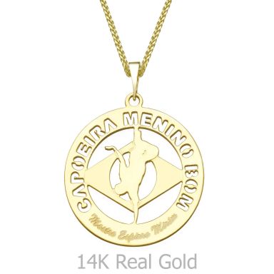 Pendant and Necklace in 14K Yellow Gold - Capoera Menino Bom