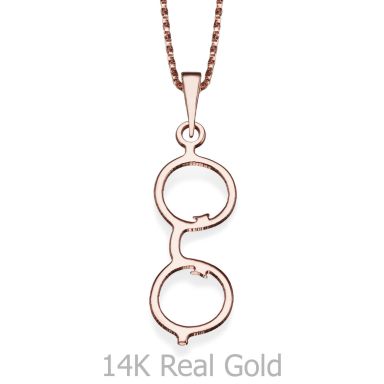 Pendant and Necklace in 14K Rose Gold - Golden Glasses