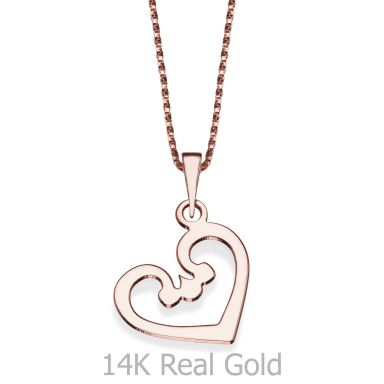 Pendant and Necklace in 14K Rose Gold - Heart and Soul