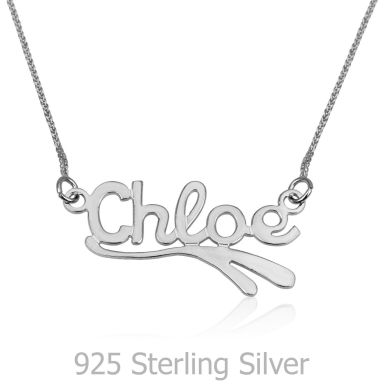 925 Sterling Silver Name Necklace "Margaret" English with decor "Wave"
