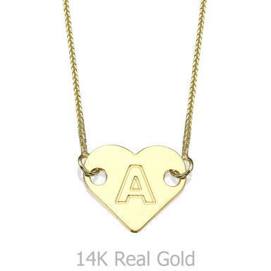 Heart-Shaped Initial Necklace in Yellow Gold
