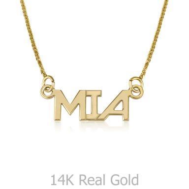 14K Yellow Gold Name Necklace "Stone" English
