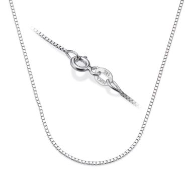 14K White Gold Venice Chain Necklace 0.8mm Thick, 16.5" Length