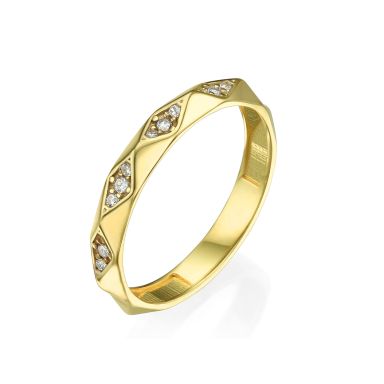 Ring in 14K Yellow Gold - Pyramids