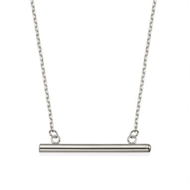 Pendant and Necklace in 14K White Gold - Golden Bar