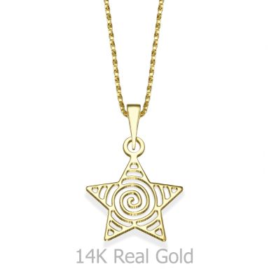 Pendant and Necklace in 14K Yellow Gold - Shooting Star