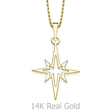 Pendant and Necklace in 14K Yellow Gold - Golden Star