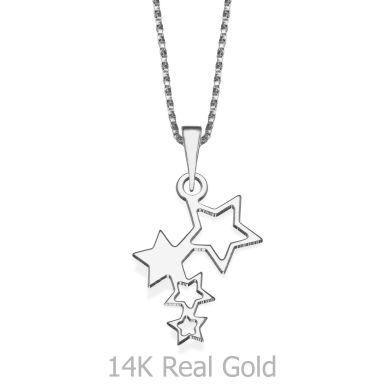 Pendant and Necklace in 14K White Gold - Starry Night