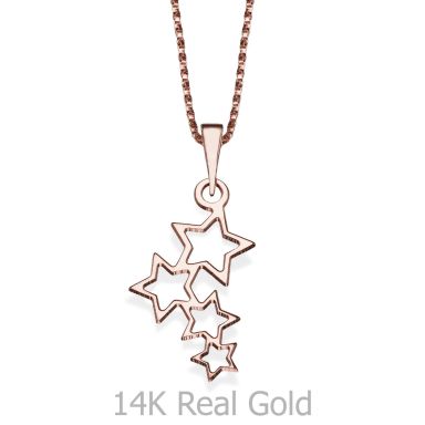 Pendant and Necklace in 14K Rose Gold - Wishing Stars
