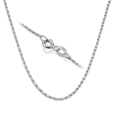 14K White Gold Twisted Venice Chain Necklace 1mm Thick, 16.5" Length