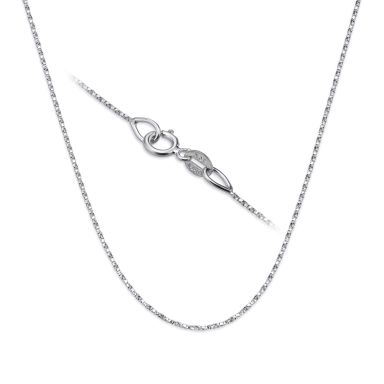 14K White Gold Twisted Venice Chain Necklace 0.6mm Thick, 17.7" Length