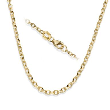 14K Yellow Gold Rollo Chain Necklace 2.2mm Thick, 21.45" Length