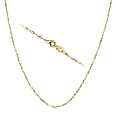 14K Yellow Gold Singapore Chain Necklace 1.2mm Thick, 19.7" Length
