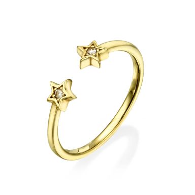 Open Ring in Yellow Gold - Shinning Stars