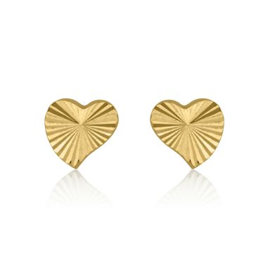 14K Yellow Gold Kid's Stud Earrings - Noted Heart