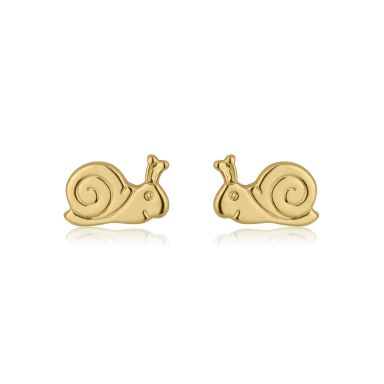 14K Yellow Gold Kid's Stud Earrings - Snail
