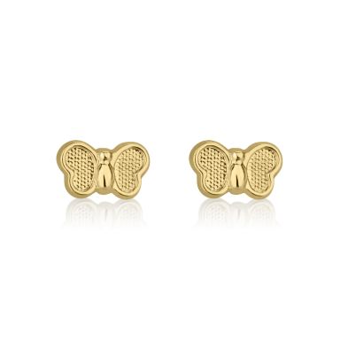 14K Yellow Gold Kid's Stud Earrings - Butterfly