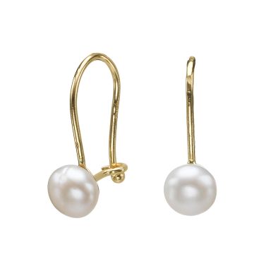 Dangle Earrings in14K Yellow Gold - Shining Pearl
