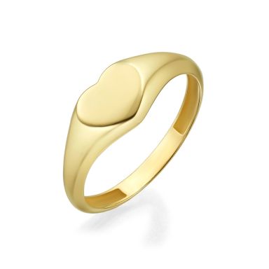 14K Yellow Gold Ring - Heart Seal