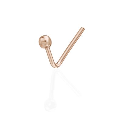 Curved Nose Stud Piercing in 14K Rose Gold with Gold Ball