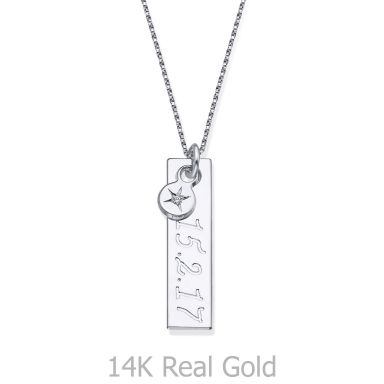 Necklace and Vertical Bar Pendant with a Star Diamond in White Gold 