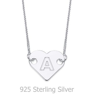 Heart-Shaped Initial Necklace in 925 Sterling Silver