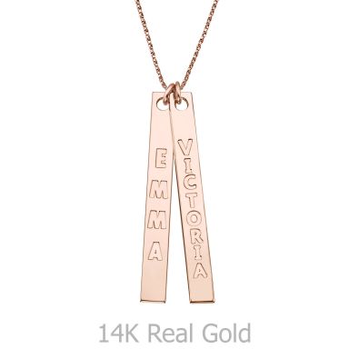 Bar Necklace with Personalized Engraving, in Rose Gold