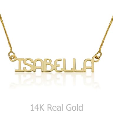 14K Yellow Gold Name Necklace "Coral" English